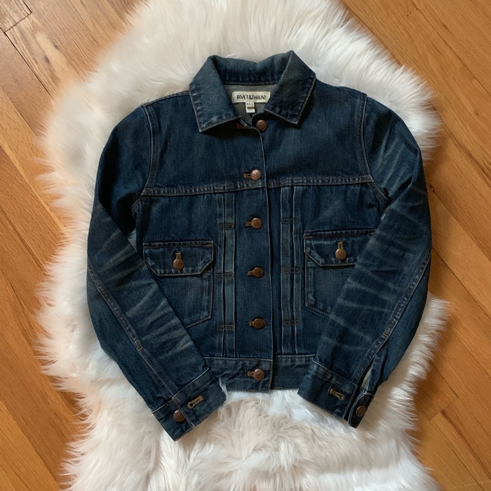 Madewell Rivet and Thread denim jean jacket xxs - Picture 6 of 8